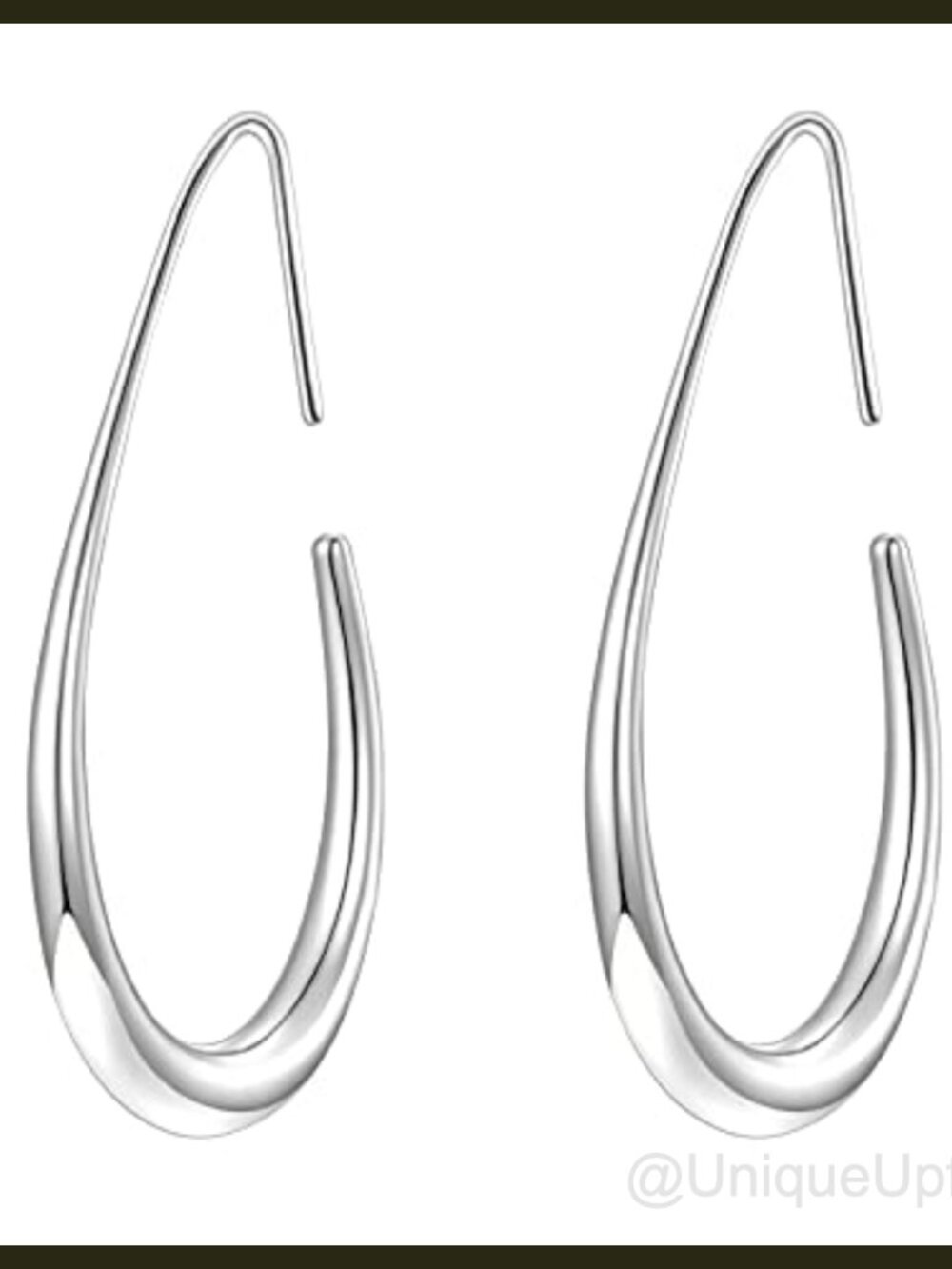 14k Gold Plated Sterling Silver Teardrop Hoop Earrings Pull Through Oval